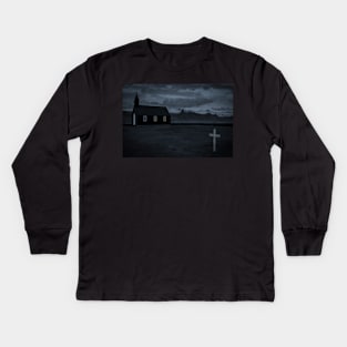 The Buðir Black Church - Iceland Kids Long Sleeve T-Shirt